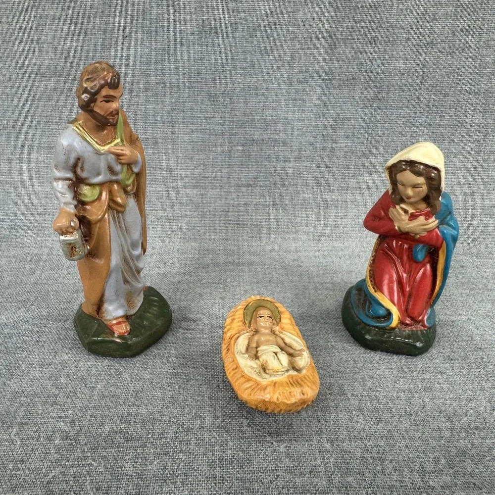 Vintage Made in Germany Nativity Set 11 Piece Plastic Christmas Manger Figures